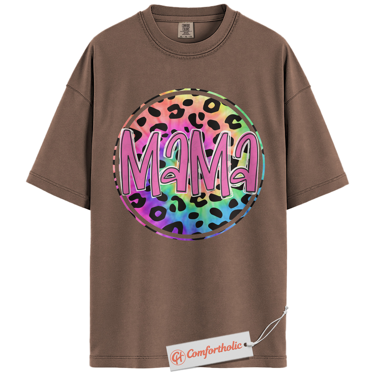 Leopard Print Mama Shirt, Cute Rainbow Graphic T-Shirt, Cute Mom Life Tee, Trendy Mother’s Day Gift, Family Comfort Colors Shirt - Image 19