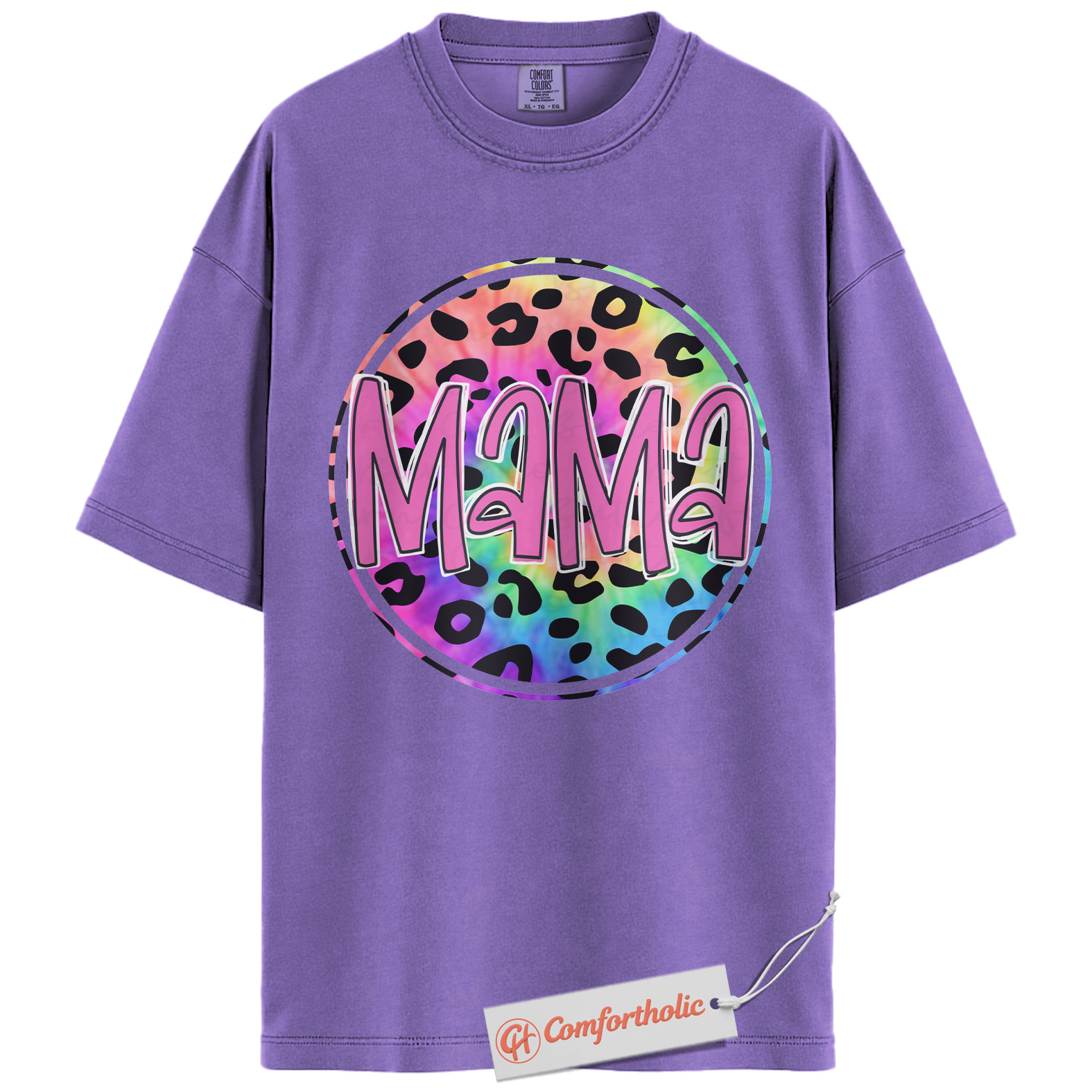 Leopard Print Mama Shirt, Cute Rainbow Graphic T-Shirt, Cute Mom Life Tee, Trendy Mother’s Day Gift, Family Comfort Colors Shirt - Image 20