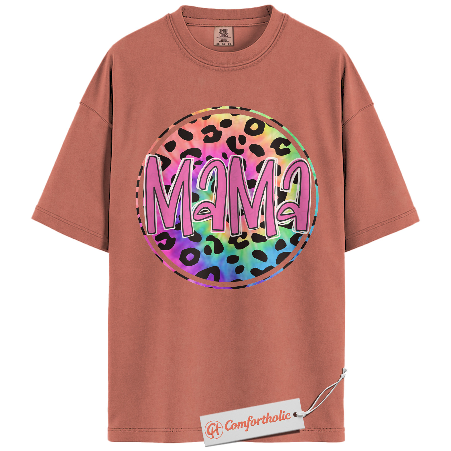 Leopard Print Mama Shirt, Cute Rainbow Graphic T-Shirt, Cute Mom Life Tee, Trendy Mother’s Day Gift, Family Comfort Colors Shirt - Image 8