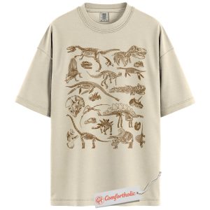 Dinosaur Fossil Skeleton Shirt, Vintage Paleontology T-Shirt, Prehistoric Science Graphic Tee, Dino Lovers Comfort Colors Shirt