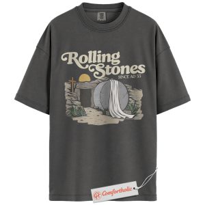 Alternative view of Rolling Stones AD 33 Shirt, Funny Christian Easter T-Shirt, Resurrection Bible Verse Graphic Tee, Faith-Based Comfort Colors Shirt