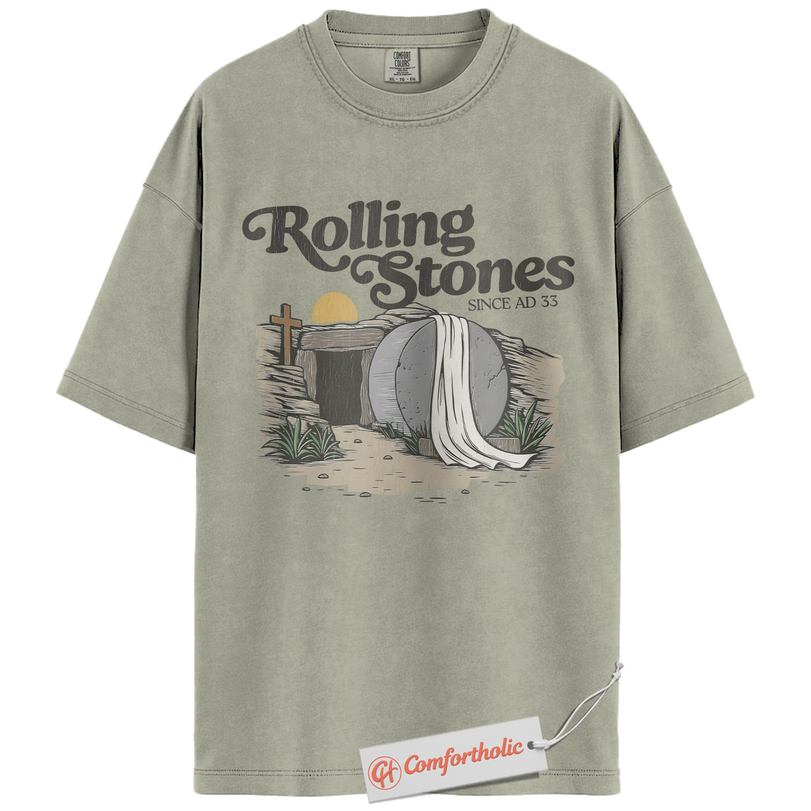 Rolling Stones AD 33 Shirt, Funny Christian Easter T-Shirt, Resurrection Bible Verse Graphic Tee, Faith-Based Comfort Colors Shirt - Image 7