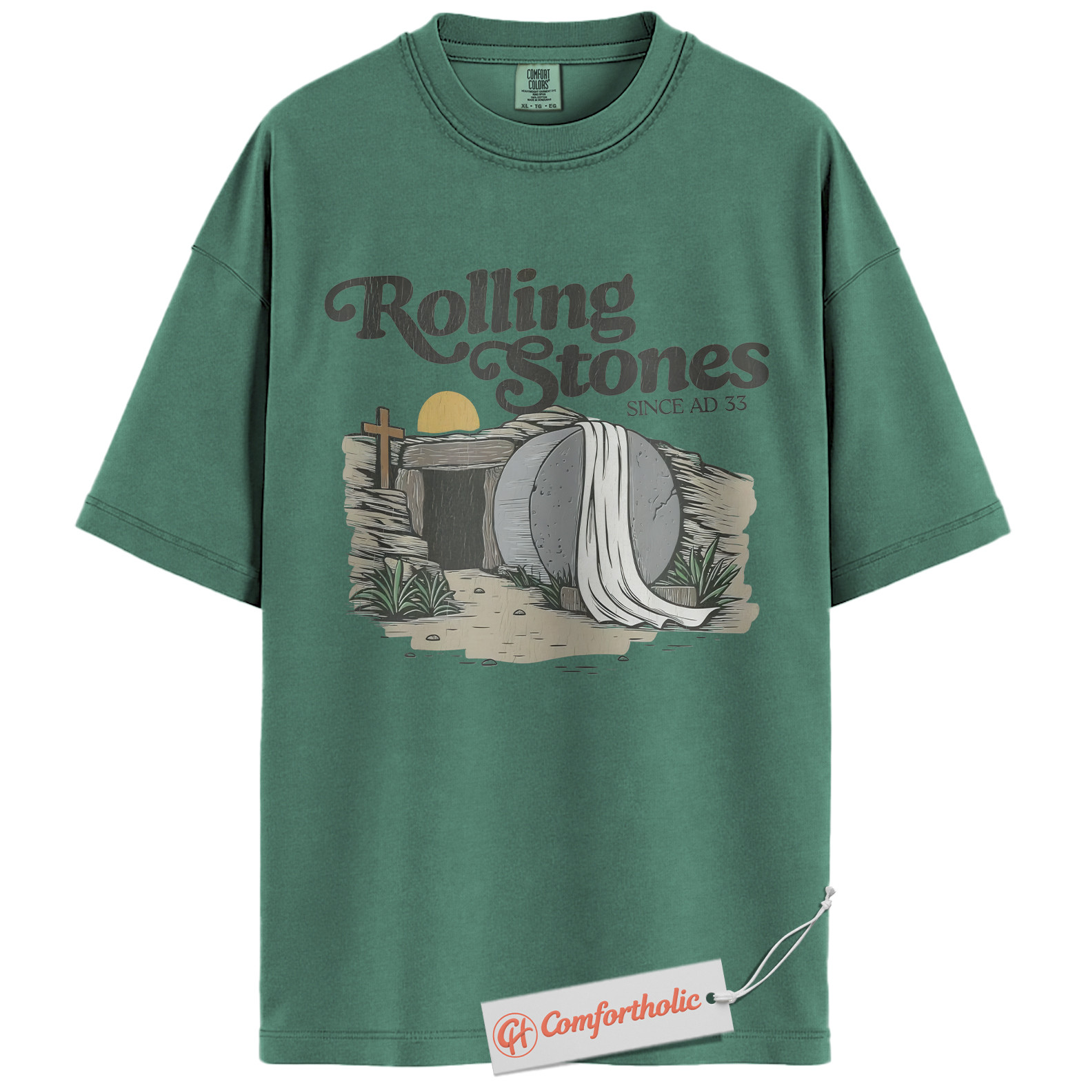 Rolling Stones AD 33 Shirt, Funny Christian Easter T-Shirt, Resurrection Bible Verse Graphic Tee, Faith-Based Comfort Colors Shirt - Image 11