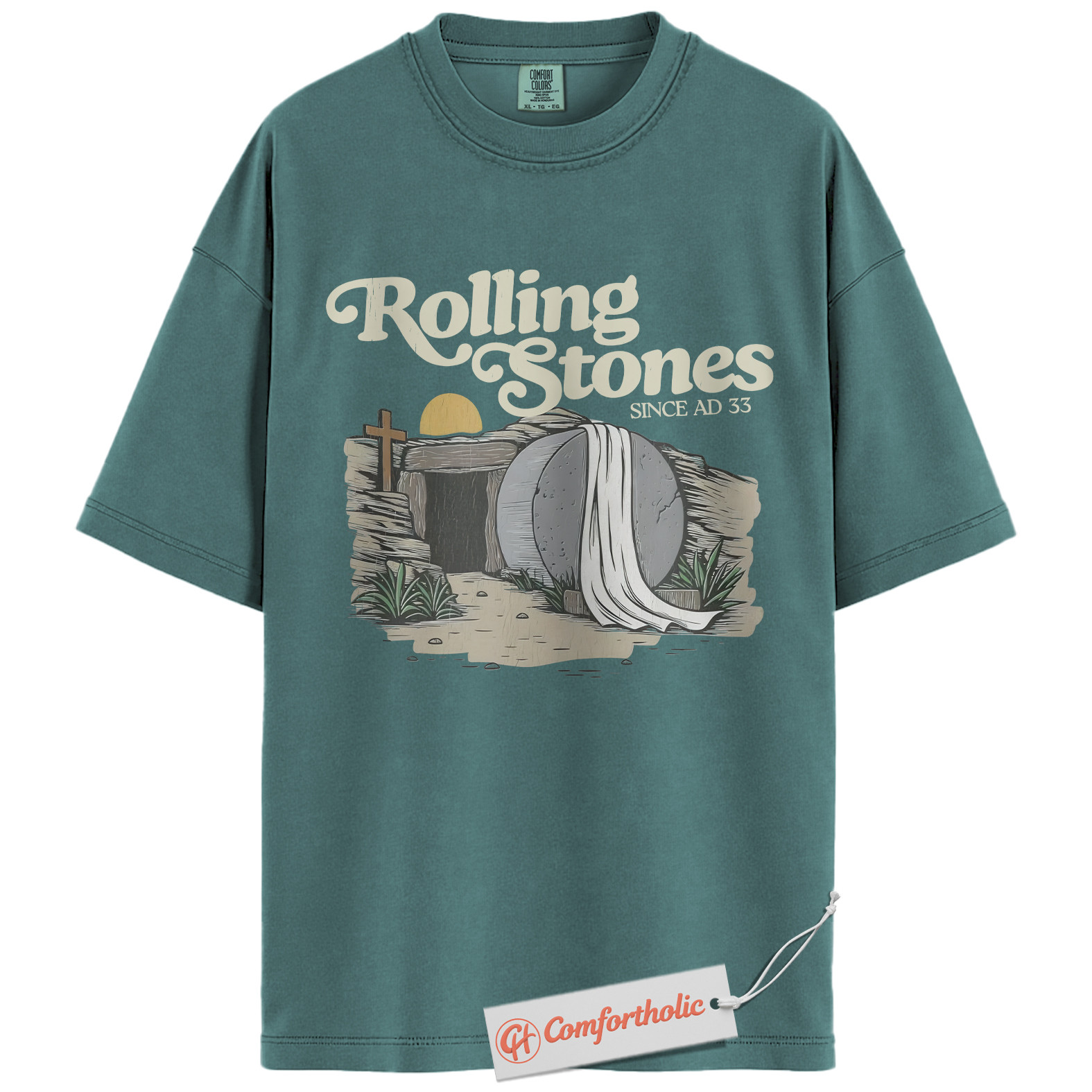 Rolling Stones AD 33 Shirt, Funny Christian Easter T-Shirt, Resurrection Bible Verse Graphic Tee, Faith-Based Comfort Colors Shirt - Image 12