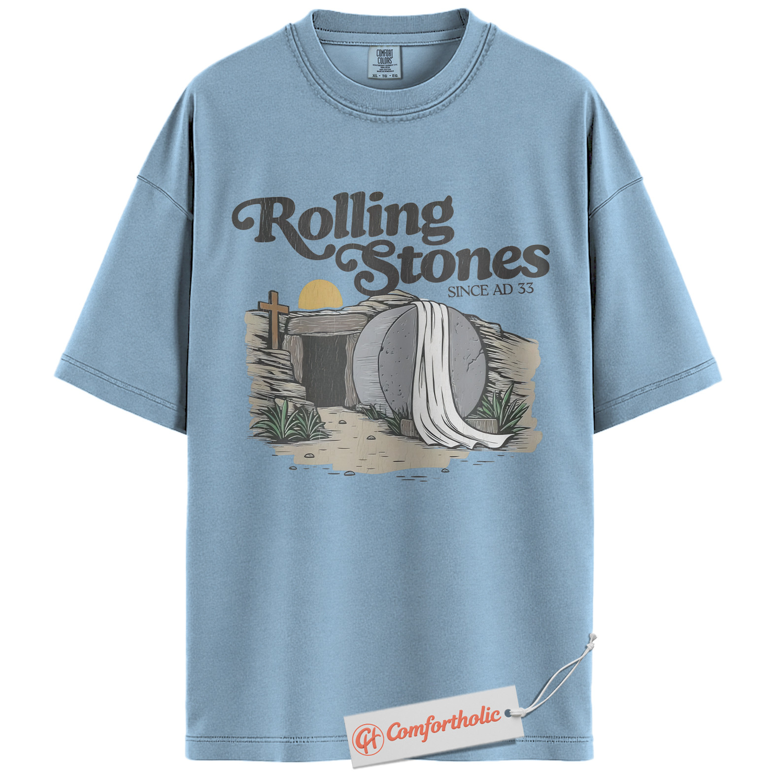 Rolling Stones AD 33 Shirt, Funny Christian Easter T-Shirt, Resurrection Bible Verse Graphic Tee, Faith-Based Comfort Colors Shirt - Image 15