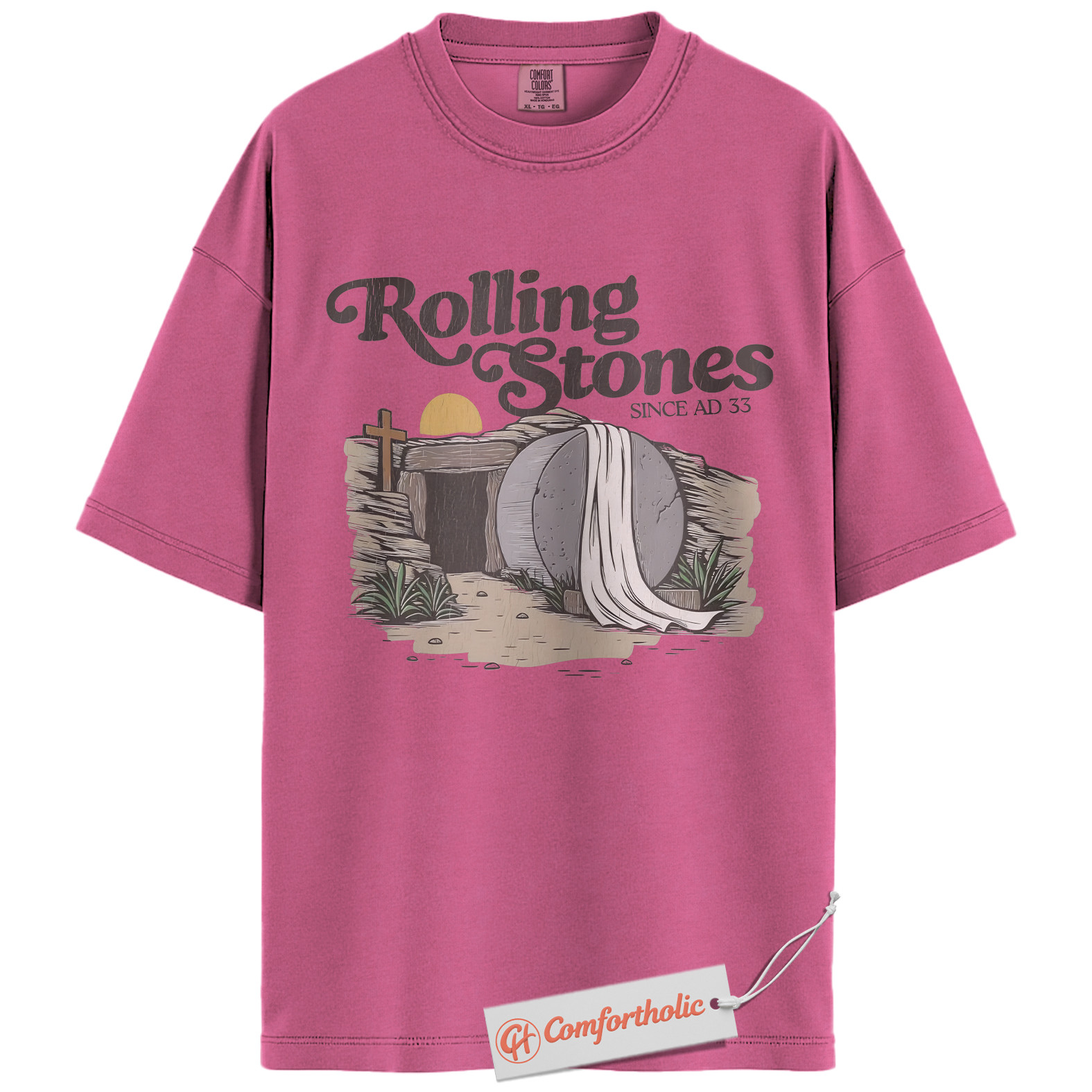 Rolling Stones AD 33 Shirt, Funny Christian Easter T-Shirt, Resurrection Bible Verse Graphic Tee, Faith-Based Comfort Colors Shirt - Image 17