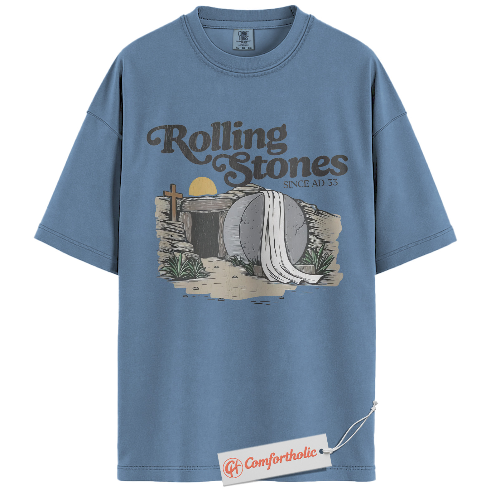 Rolling Stones AD 33 Shirt, Funny Christian Easter T-Shirt, Resurrection Bible Verse Graphic Tee, Faith-Based Comfort Colors Shirt - Image 18