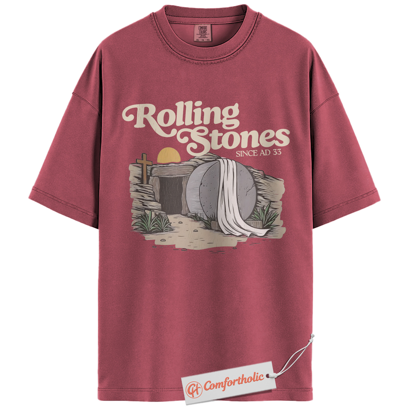 Rolling Stones AD 33 Shirt, Funny Christian Easter T-Shirt, Resurrection Bible Verse Graphic Tee, Faith-Based Comfort Colors Shirt - Image 19