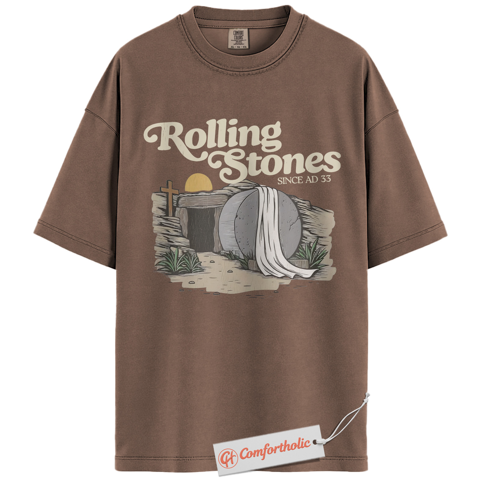 Rolling Stones AD 33 Shirt, Funny Christian Easter T-Shirt, Resurrection Bible Verse Graphic Tee, Faith-Based Comfort Colors Shirt - Image 3