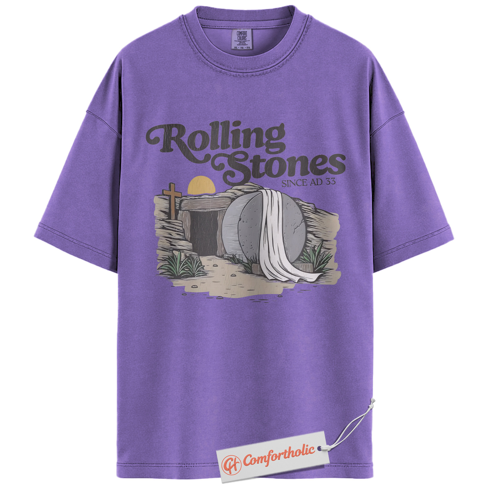 Rolling Stones AD 33 Shirt, Funny Christian Easter T-Shirt, Resurrection Bible Verse Graphic Tee, Faith-Based Comfort Colors Shirt - Image 20