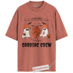 Cardiac Crew Shirt, Funny Cardiology Halloween T-Shirt, Quit Fibbin Ghost Nurse Graphic Tee, Medical Healthcare Comfort Colors Shirt