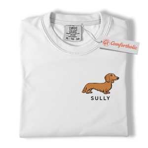 Alternative view of Personalized Dachshund Dog Shirt, Custom Sausage Dog T-Shirt with Name, Cute Wiener Dog Graphic Tee, Dog Lovers Comfort Colors Shirt