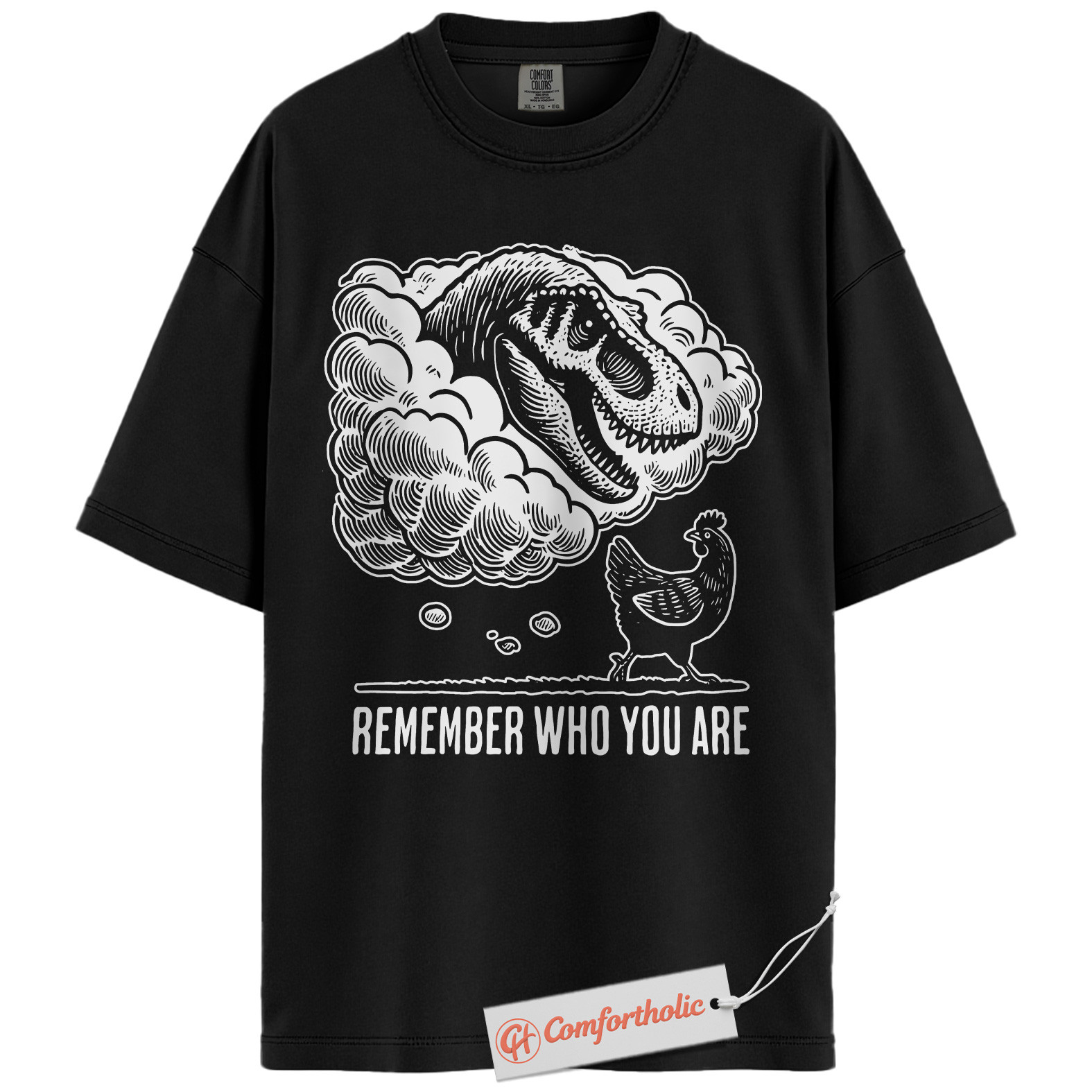 Remember Who You Are Shirt, Funny Dinosaur Chicken T-Shirt, Prehistoric Animal Graphic Tee, Jurassic Humor Comfort Colors Shirt - Image 3