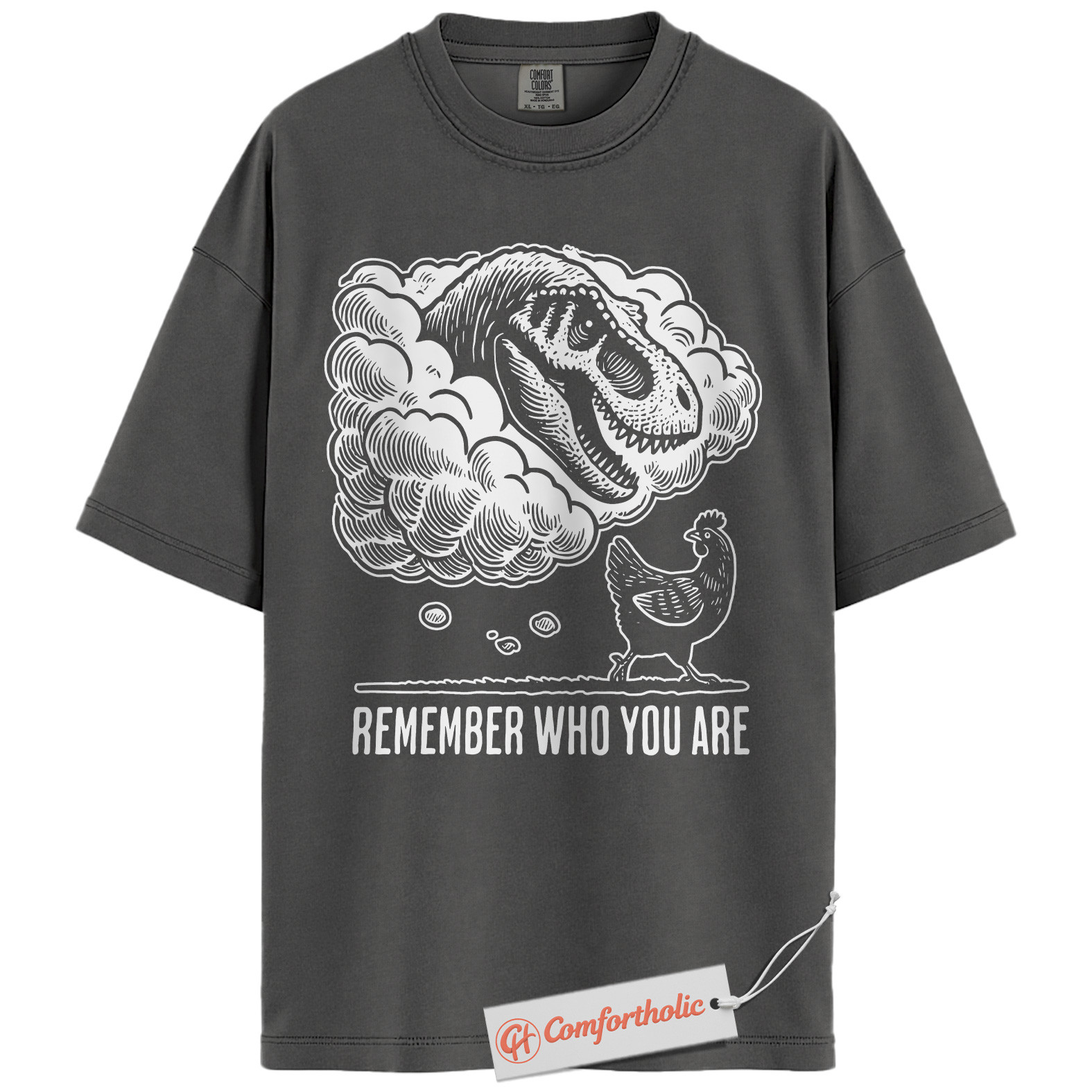 Remember Who You Are Shirt, Funny Dinosaur Chicken T-Shirt, Prehistoric Animal Graphic Tee, Jurassic Humor Comfort Colors Shirt - Image 4