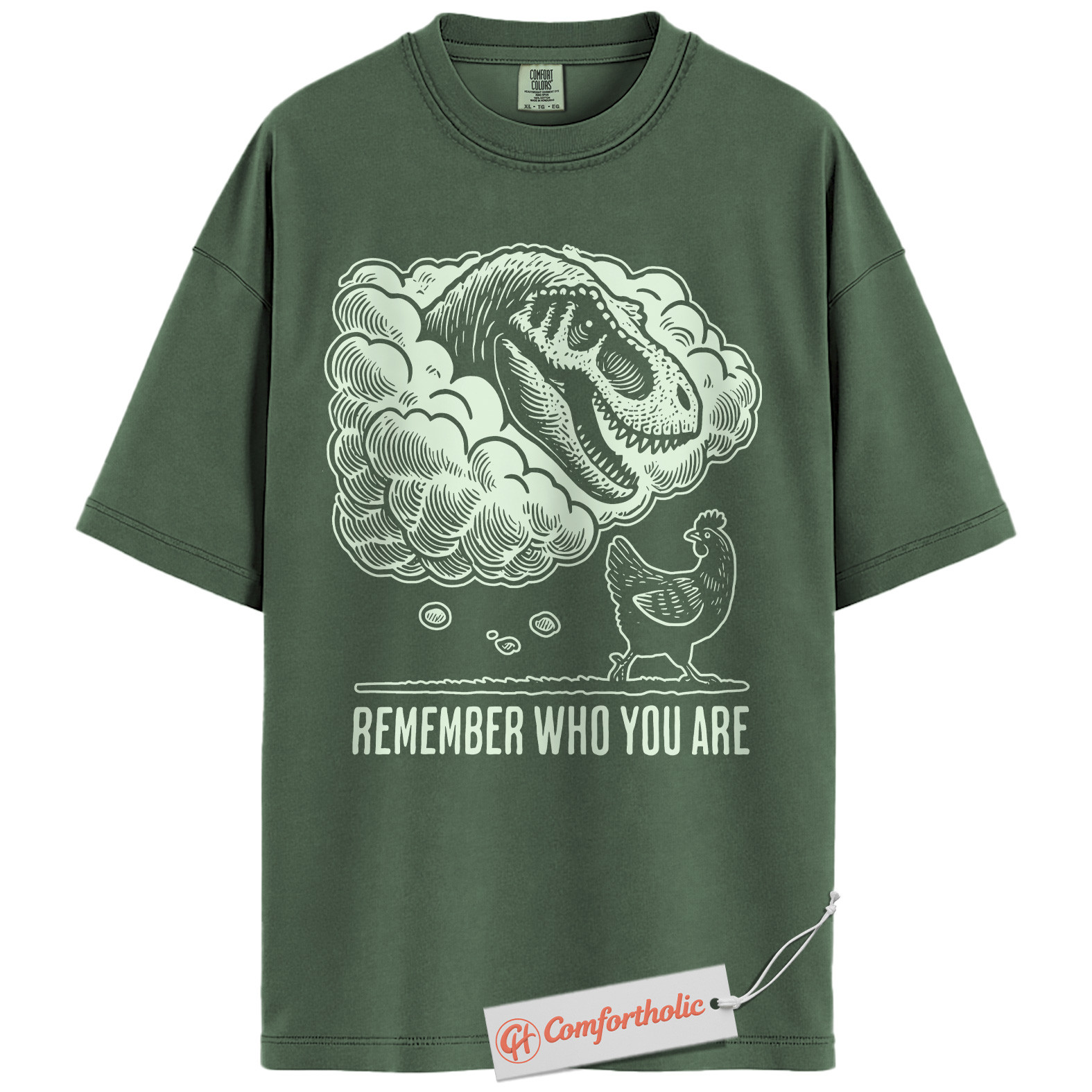 Remember Who You Are Shirt, Funny Dinosaur Chicken T-Shirt, Prehistoric Animal Graphic Tee, Jurassic Humor Comfort Colors Shirt - Image 6