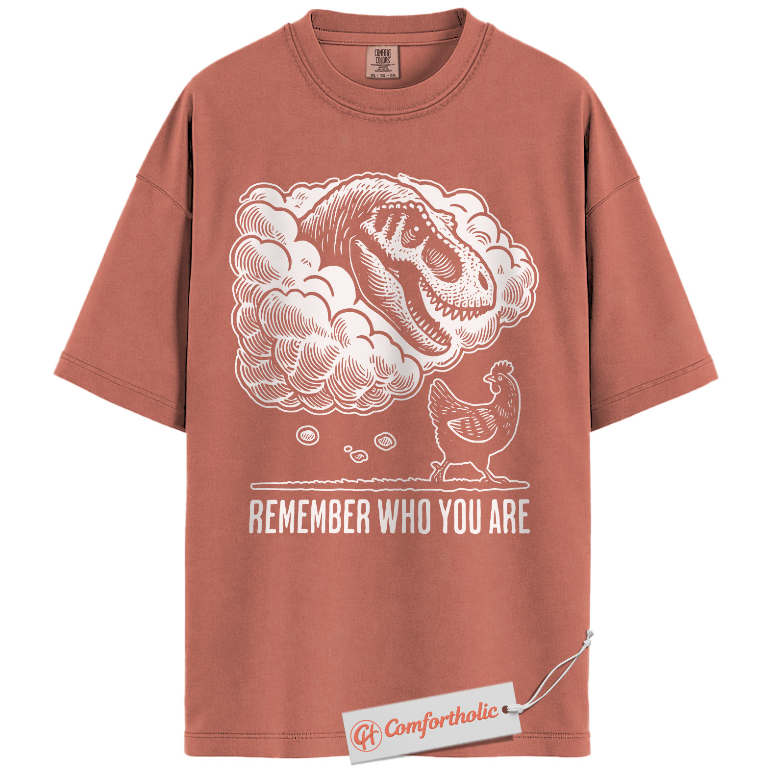 Remember Who You Are Shirt, Funny Dinosaur Chicken T-Shirt, Prehistoric Animal Graphic Tee, Jurassic Humor Comfort Colors Shirt - Image 8