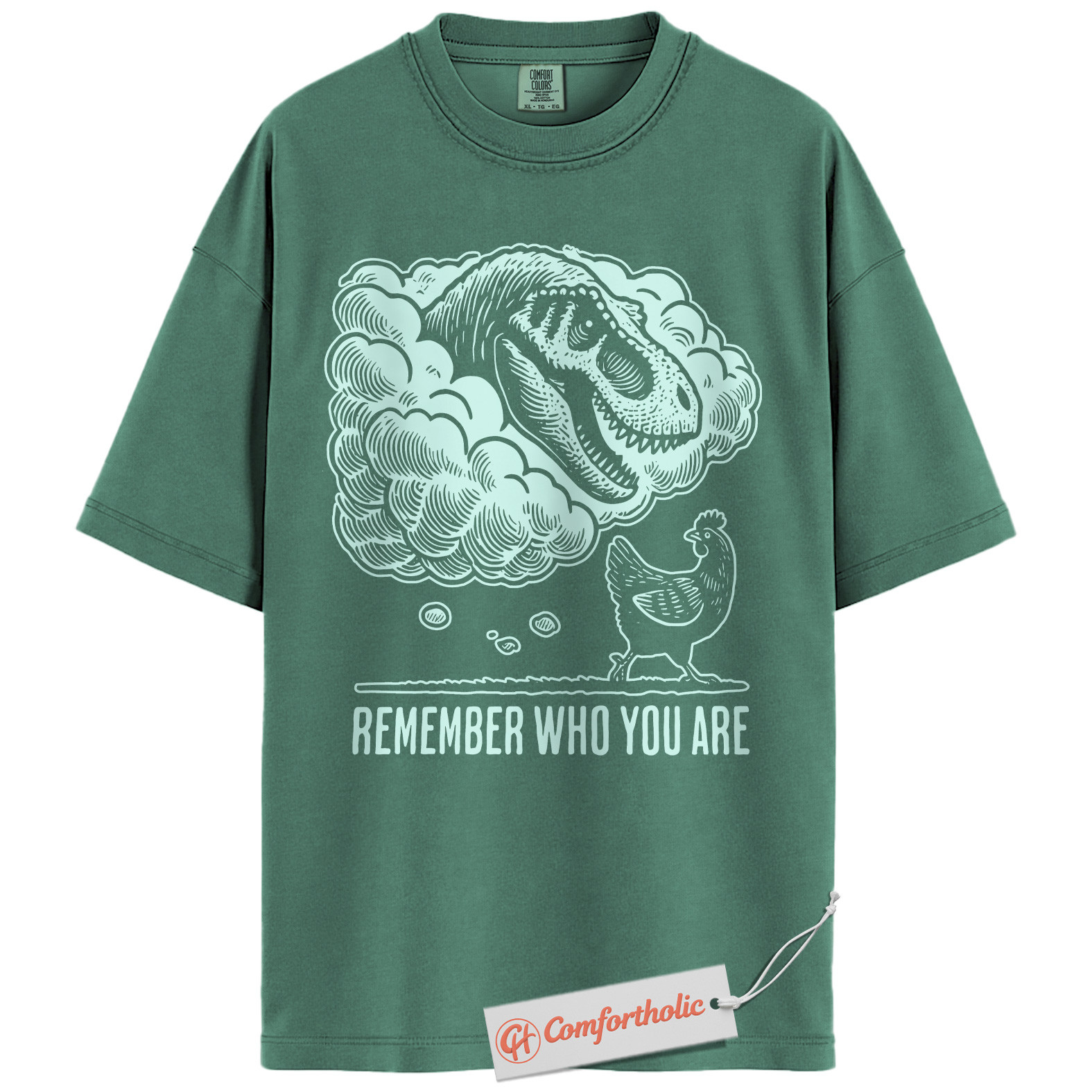 Remember Who You Are Shirt, Funny Dinosaur Chicken T-Shirt, Prehistoric Animal Graphic Tee, Jurassic Humor Comfort Colors Shirt - Image 10