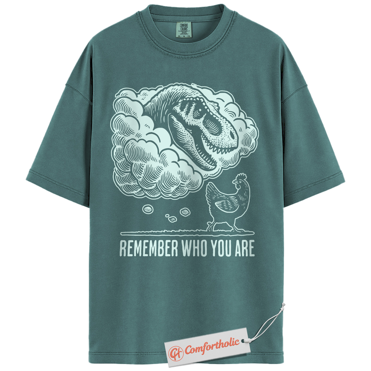 Remember Who You Are Shirt, Funny Dinosaur Chicken T-Shirt, Prehistoric Animal Graphic Tee, Jurassic Humor Comfort Colors Shirt - Image 11