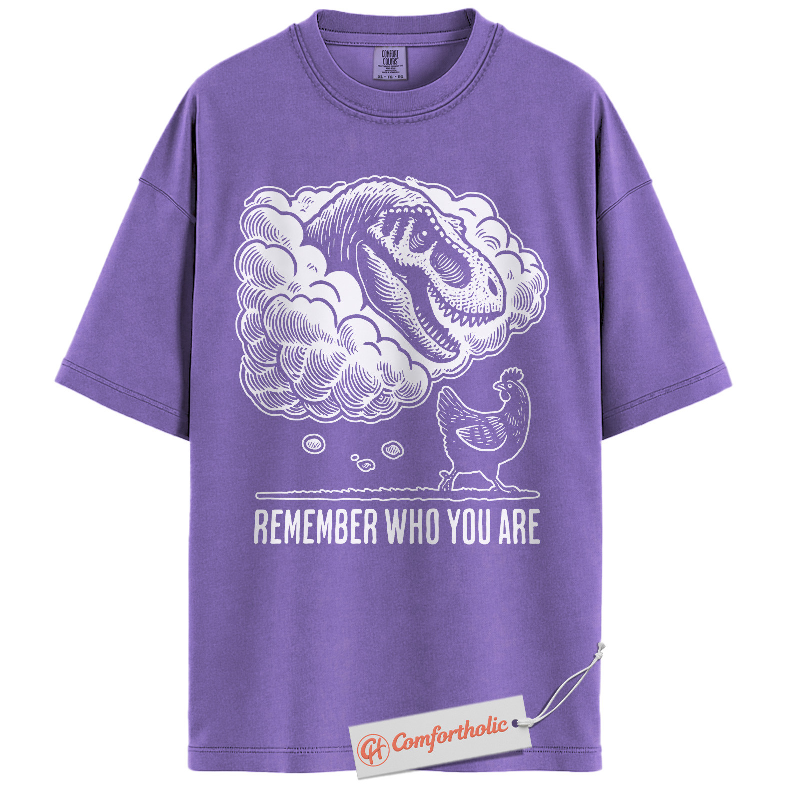 Remember Who You Are Shirt, Funny Dinosaur Chicken T-Shirt, Prehistoric Animal Graphic Tee, Jurassic Humor Comfort Colors Shirt - Image 19