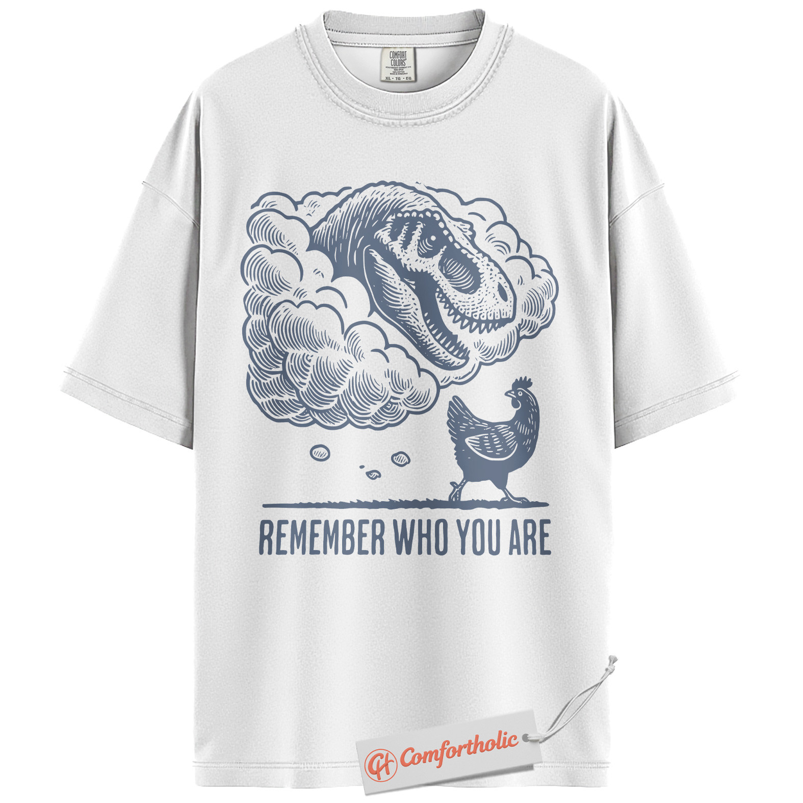 Remember Who You Are Shirt, Funny Dinosaur Chicken T-Shirt, Prehistoric Animal Graphic Tee, Jurassic Humor Comfort Colors Shirt - Image 2