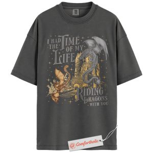 Alternative view of Fourth Wing Shirt, I Had the Time of My Life Riding Dragons T-Shirt, Fantasy Bookish Graphic Tee, Magical Castle Comfort Colors Shirt
