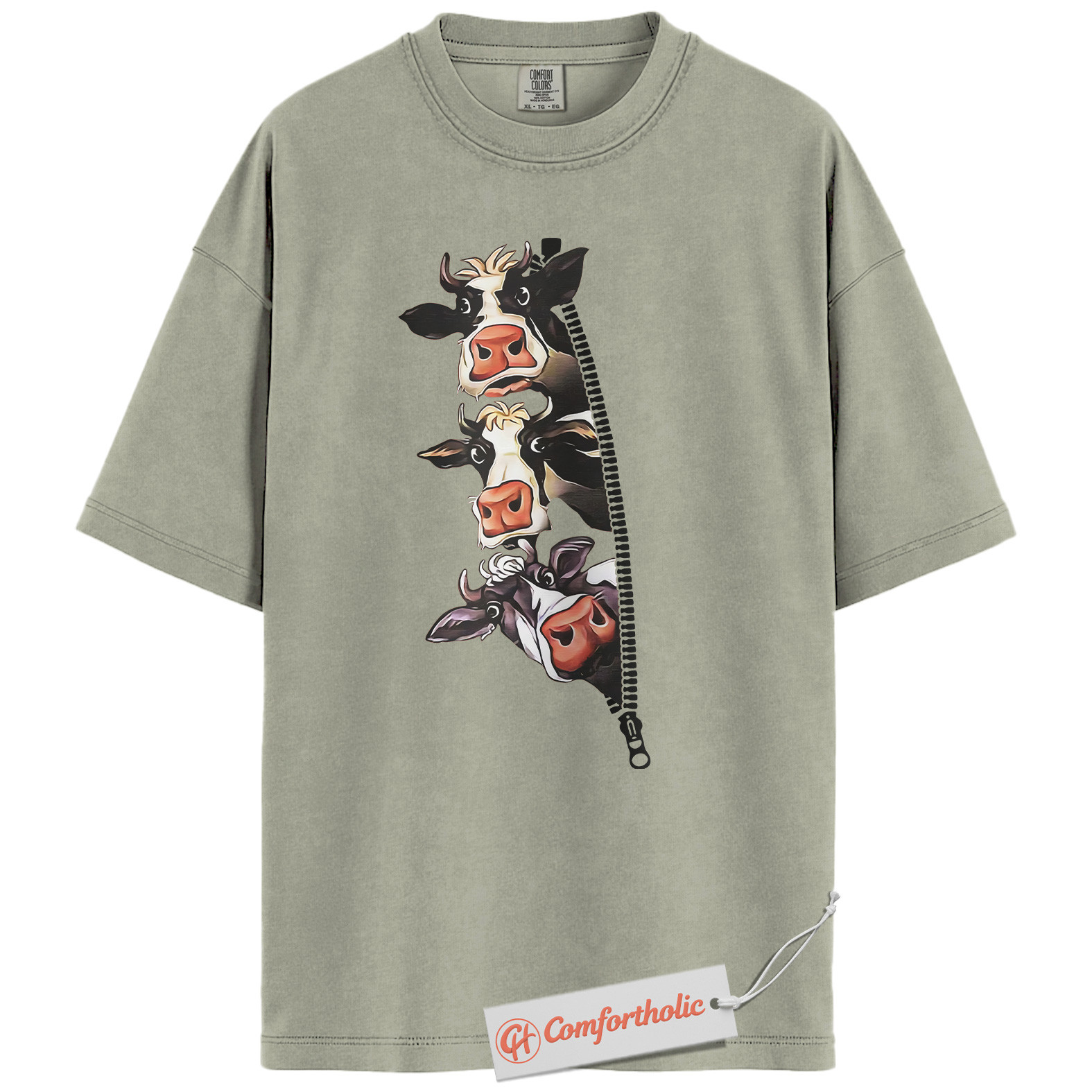 Funny Cow Zipper Shirt, Farm Animal T-Shirt, Cute Dairy Cow Graphic Tee, Country Life Gift, Cow Lover Comfort Colors Shirt - Image 7