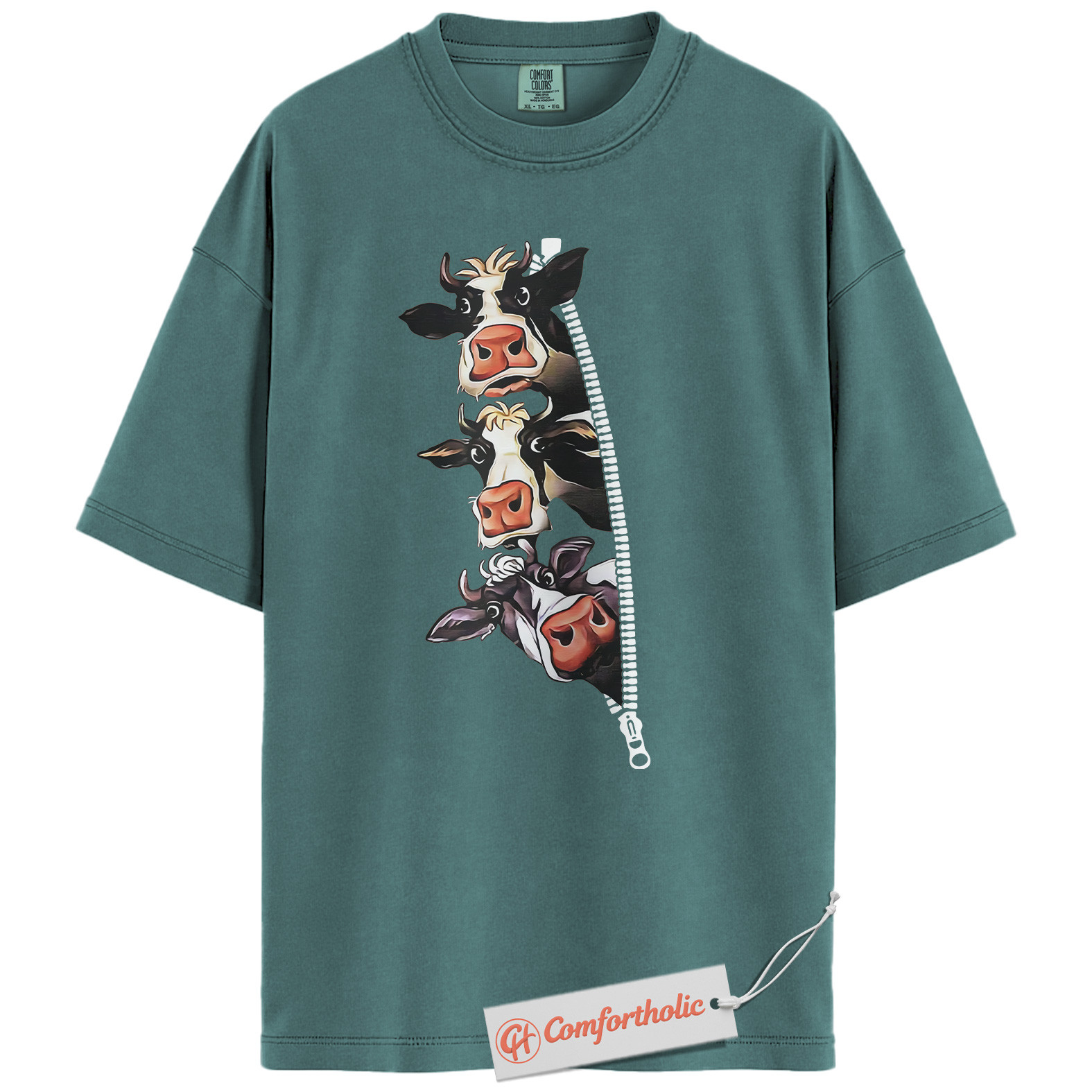 Funny Cow Zipper Shirt, Farm Animal T-Shirt, Cute Dairy Cow Graphic Tee, Country Life Gift, Cow Lover Comfort Colors Shirt - Image 12