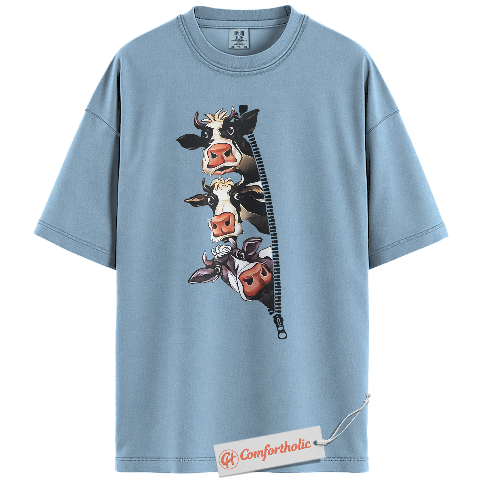 Funny Cow Zipper Shirt, Farm Animal T-Shirt, Cute Dairy Cow Graphic Tee, Country Life Gift, Cow Lover Comfort Colors Shirt - Image 15