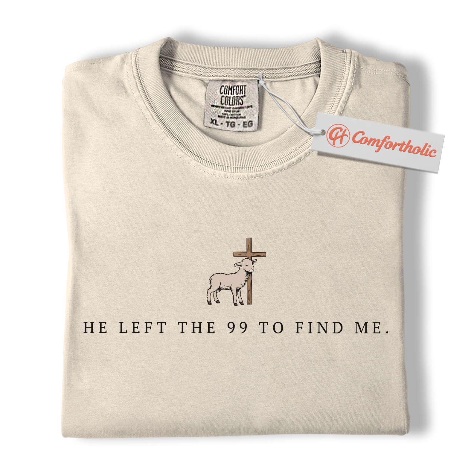 He Left the 99 to Find Me Shirt, Christian Bible Verse T-Shirt, Lost Sheep and Cross Graphic Tee, Religious Gift, Faith Comfort Colors Shirt - Image 5