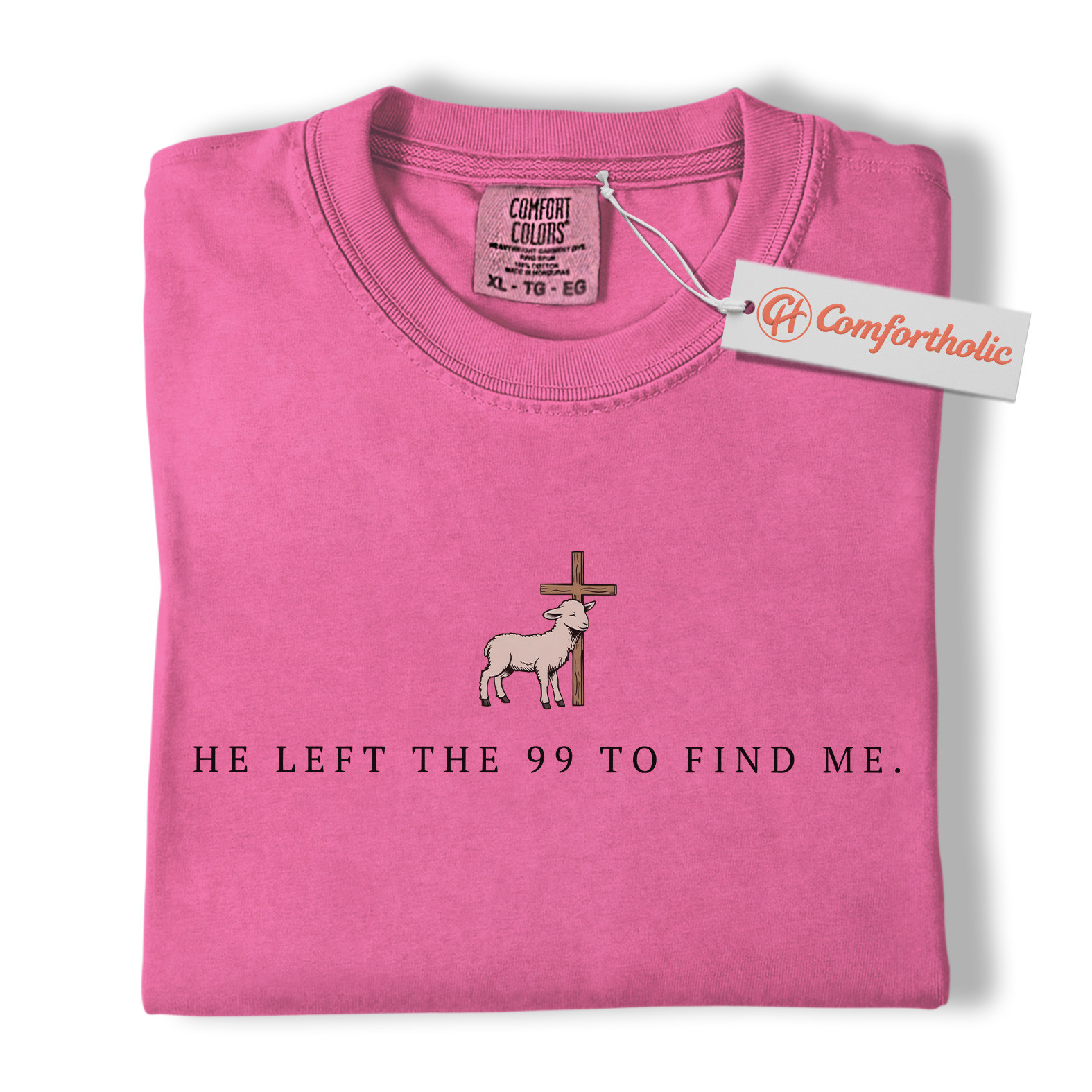He Left the 99 to Find Me Shirt, Christian Bible Verse T-Shirt, Lost Sheep and Cross Graphic Tee, Religious Gift, Faith Comfort Colors Shirt - Image 17