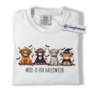 Alternative view of Moo-D for Halloween Cow Shirt, Funny Highland Cow T-Shirt, Spooky Farm Animal Graphic Tee, Cute Fall Pumpkin Gift, Halloween Comfort Colors Shirt