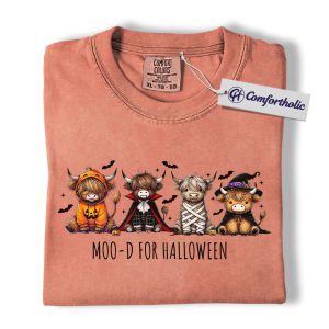 Moo-D for Halloween Cow Shirt, Funny Highland Cow T-Shirt, Spooky Farm Animal Graphic Tee, Cute Fall Pumpkin Gift, Halloween Comfort Colors Shirt