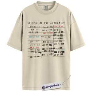 Return to Library Shirt, Vintage Due Date Stamp T-Shirt, Retro Book Lover Tee, Funny Librarian Graphic Top, Bookish Comfort Colors Shirt