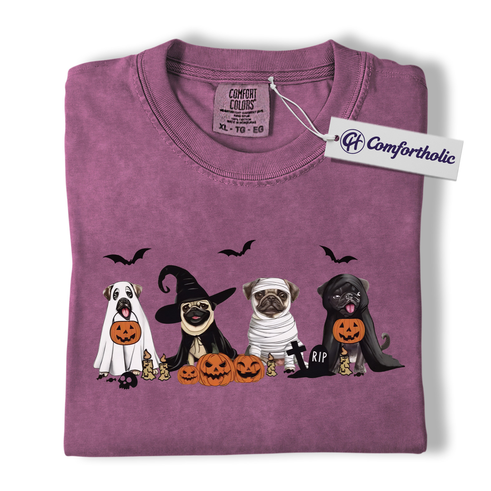 Pug Halloween Shirt, Funny Dog Lover T-Shirt, Spooky Puppy Costume Tee, Cute Pet Parent Fall Graphic Top, Pug Lover Comfort Colors Shirt - Image 15