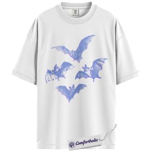 Alternative view of Halloween Bat Shirt, Spooky Purple Bat T-Shirt, Gothic Aesthetic Graphic Tee, Cute Fall Festival Outfit, Animal Comfort Colors Shirt
