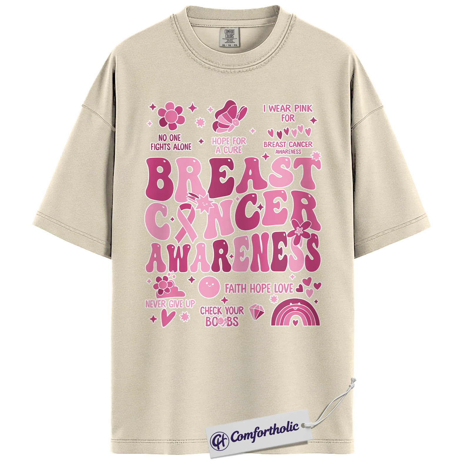 Breast Cancer Awareness Shirt, Pink Ribbon Retro T-Shirt, Support Hope Cure Graphic Tee, October Fundraiser Gift for Women, Cancer Awareness Comfort Colors Shirt - Image 4