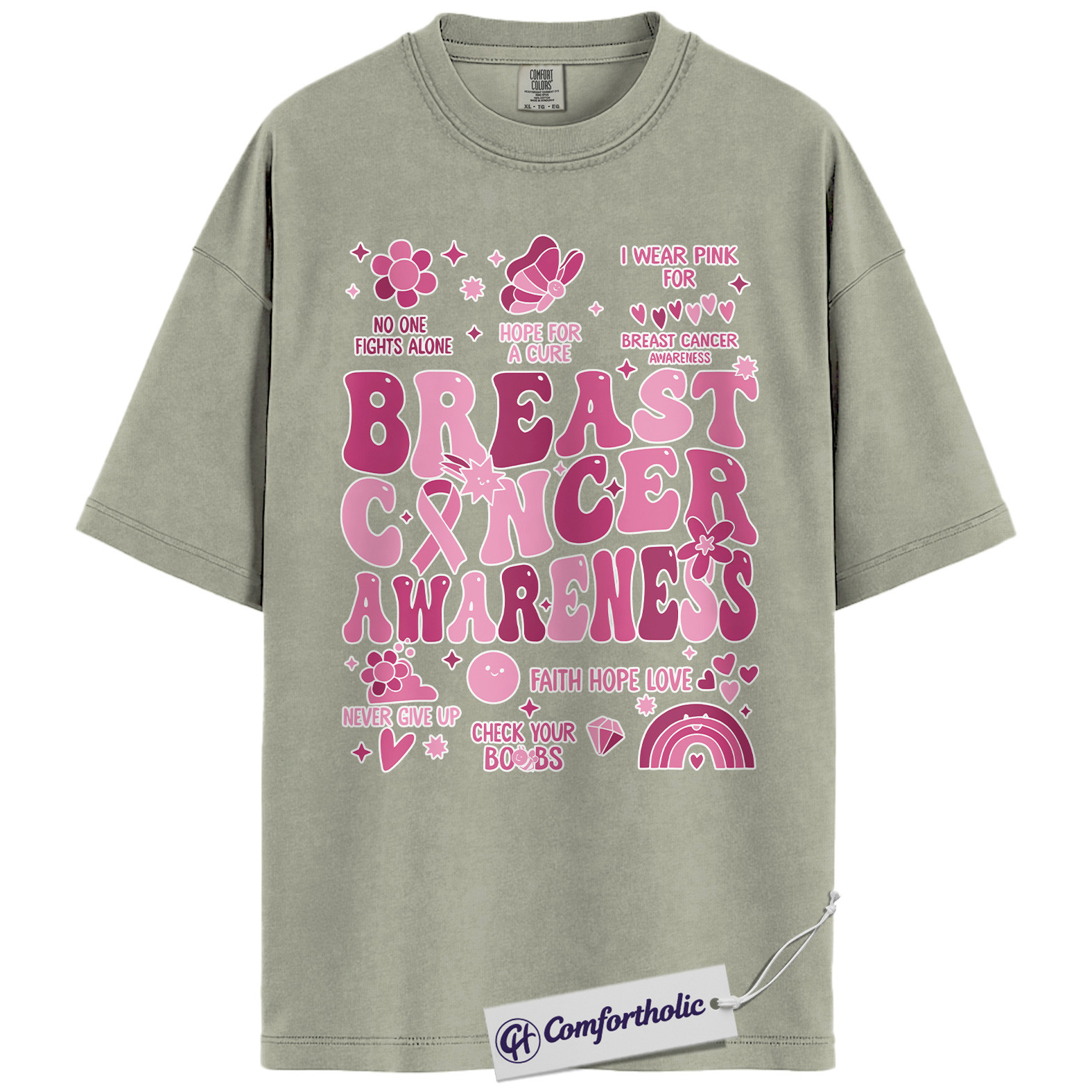 Breast Cancer Awareness Shirt, Pink Ribbon Retro T-Shirt, Support Hope Cure Graphic Tee, October Fundraiser Gift for Women, Cancer Awareness Comfort Colors Shirt - Image 6