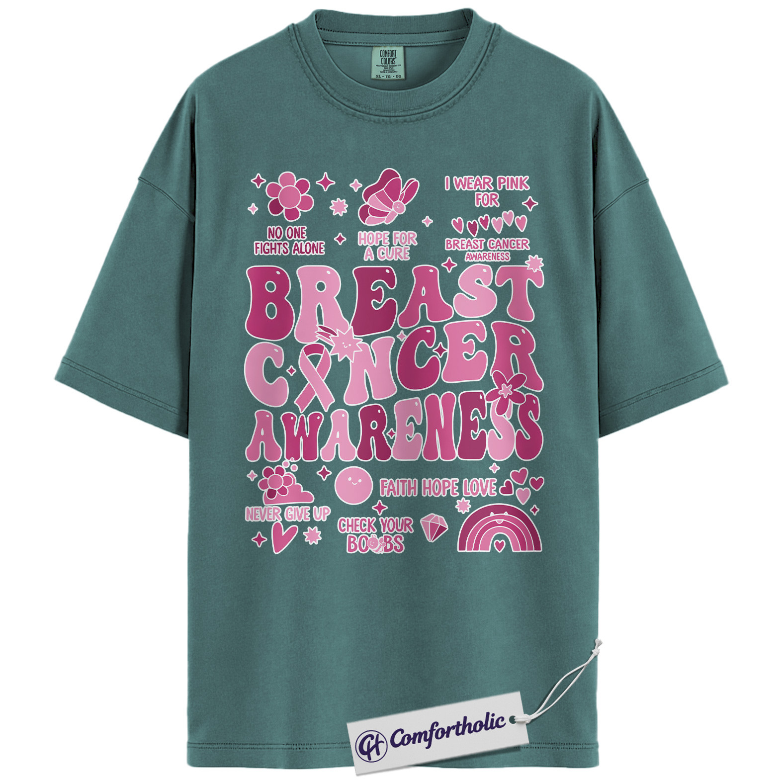 Breast Cancer Awareness Shirt, Pink Ribbon Retro T-Shirt, Support Hope Cure Graphic Tee, October Fundraiser Gift for Women, Cancer Awareness Comfort Colors Shirt - Image 11