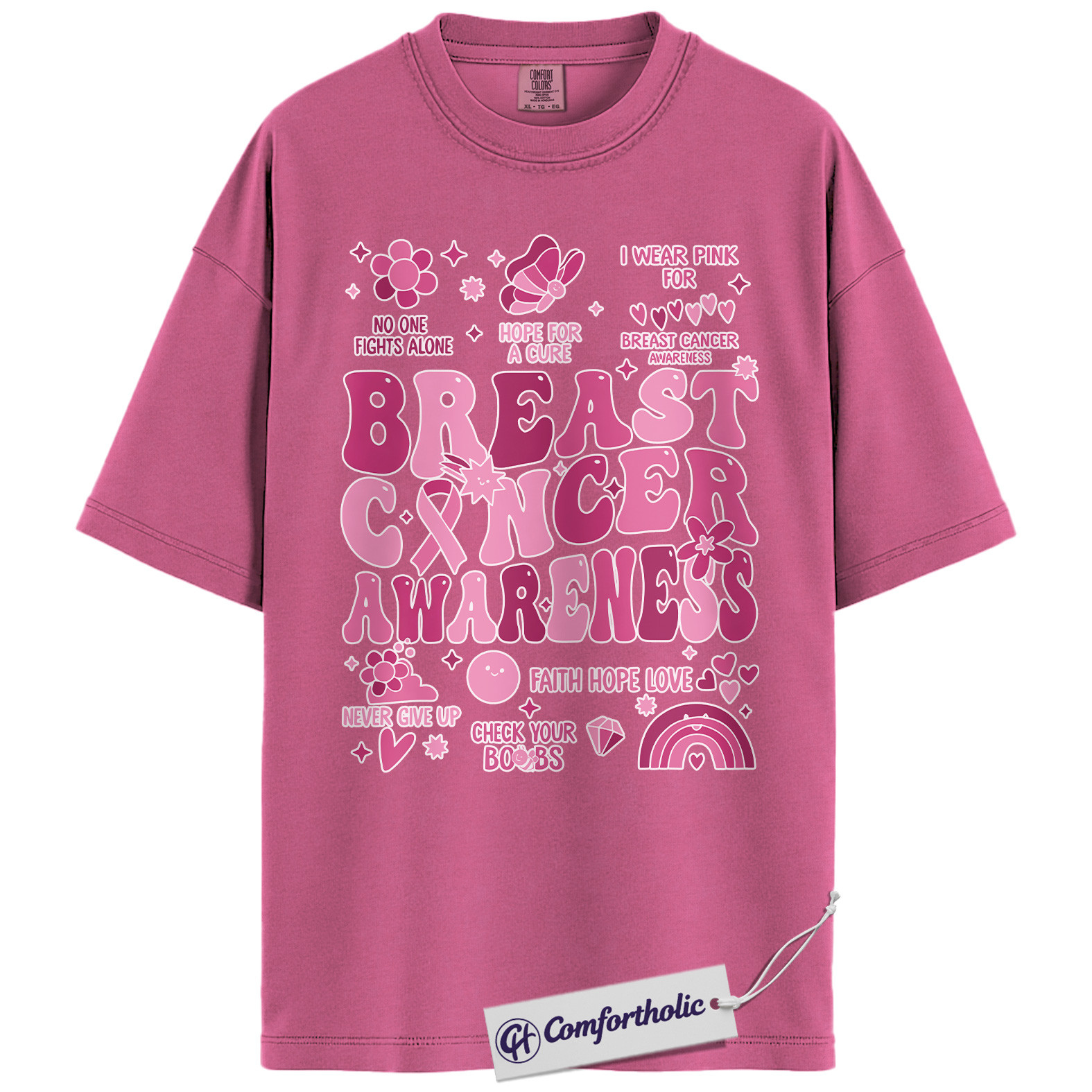 Breast Cancer Awareness Shirt, Pink Ribbon Retro T-Shirt, Support Hope Cure Graphic Tee, October Fundraiser Gift for Women, Cancer Awareness Comfort Colors Shirt - Image 16