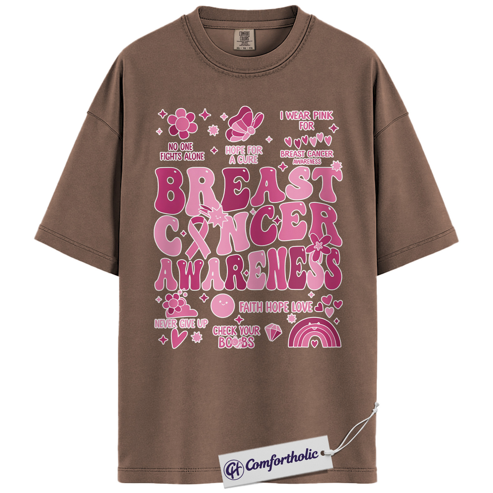 Breast Cancer Awareness Shirt, Pink Ribbon Retro T-Shirt, Support Hope Cure Graphic Tee, October Fundraiser Gift for Women, Cancer Awareness Comfort Colors Shirt - Image 19