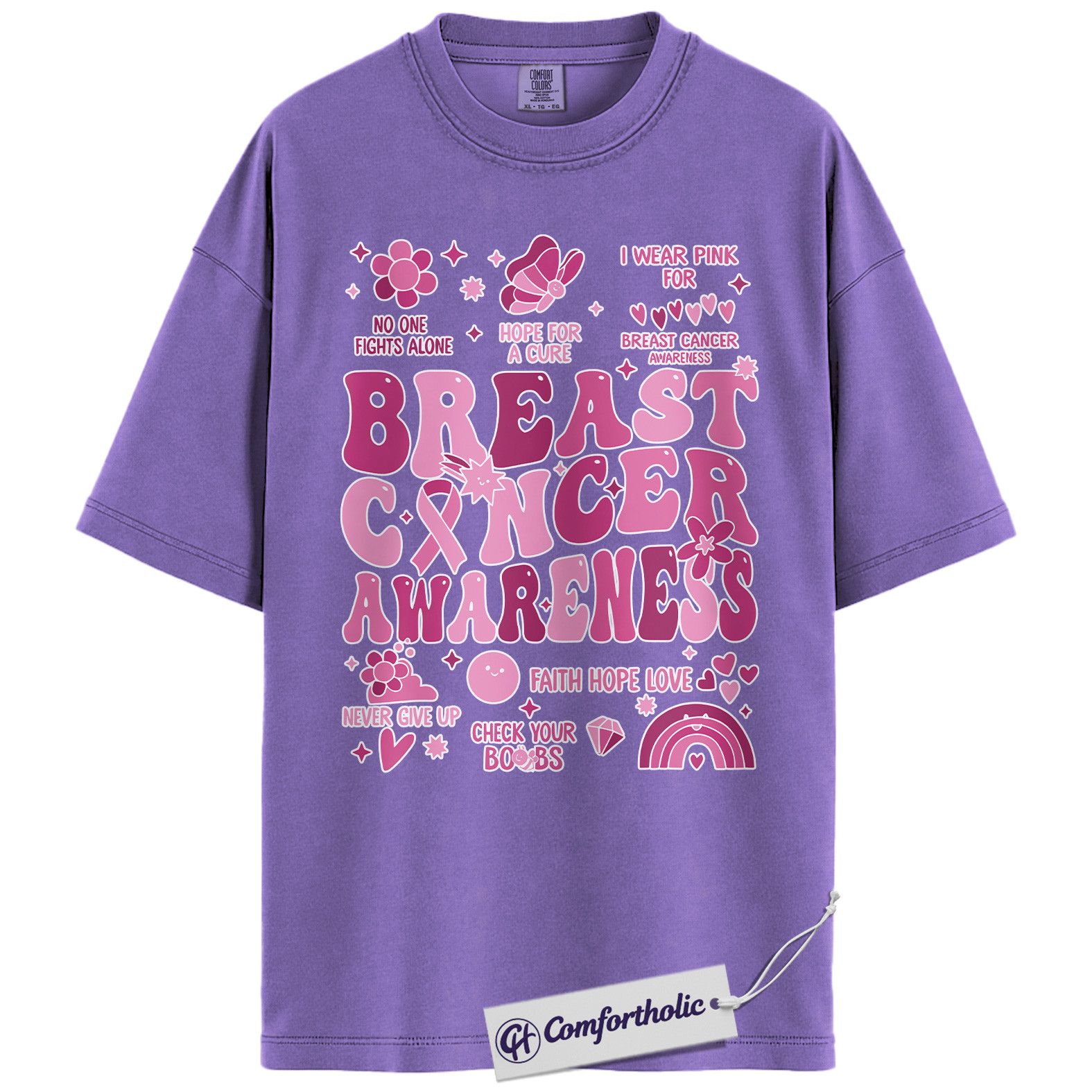 Breast Cancer Awareness Shirt, Pink Ribbon Retro T-Shirt, Support Hope Cure Graphic Tee, October Fundraiser Gift for Women, Cancer Awareness Comfort Colors Shirt - Image 20