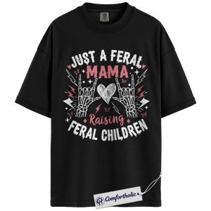 Alternative view of Just a Feral Mama Shirt, Raising Feral Children T-Shirt, Funny Mom Graphic Tee, Cute Motherhood Gift, Family Comfort Colors Shirt