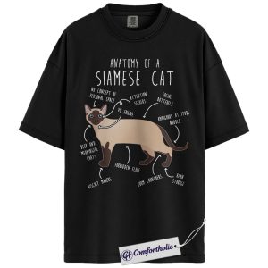 Anatomy of a Siamese Cat Shirt, Funny Cat Lover T-Shirt, Cute Siamese Cat Graphic Tee, Gift for Pet Owners, Comfort Colors Shirt