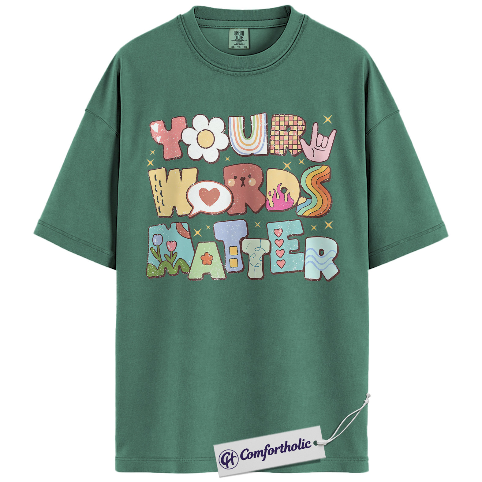 Your Words Matter Shirt, Positive Message T-Shirt, Mental Health Awareness Graphic Tee, Inspirational Kindness Quote Gift, Speech Therapy Comfort Colors Shirt - Image 10