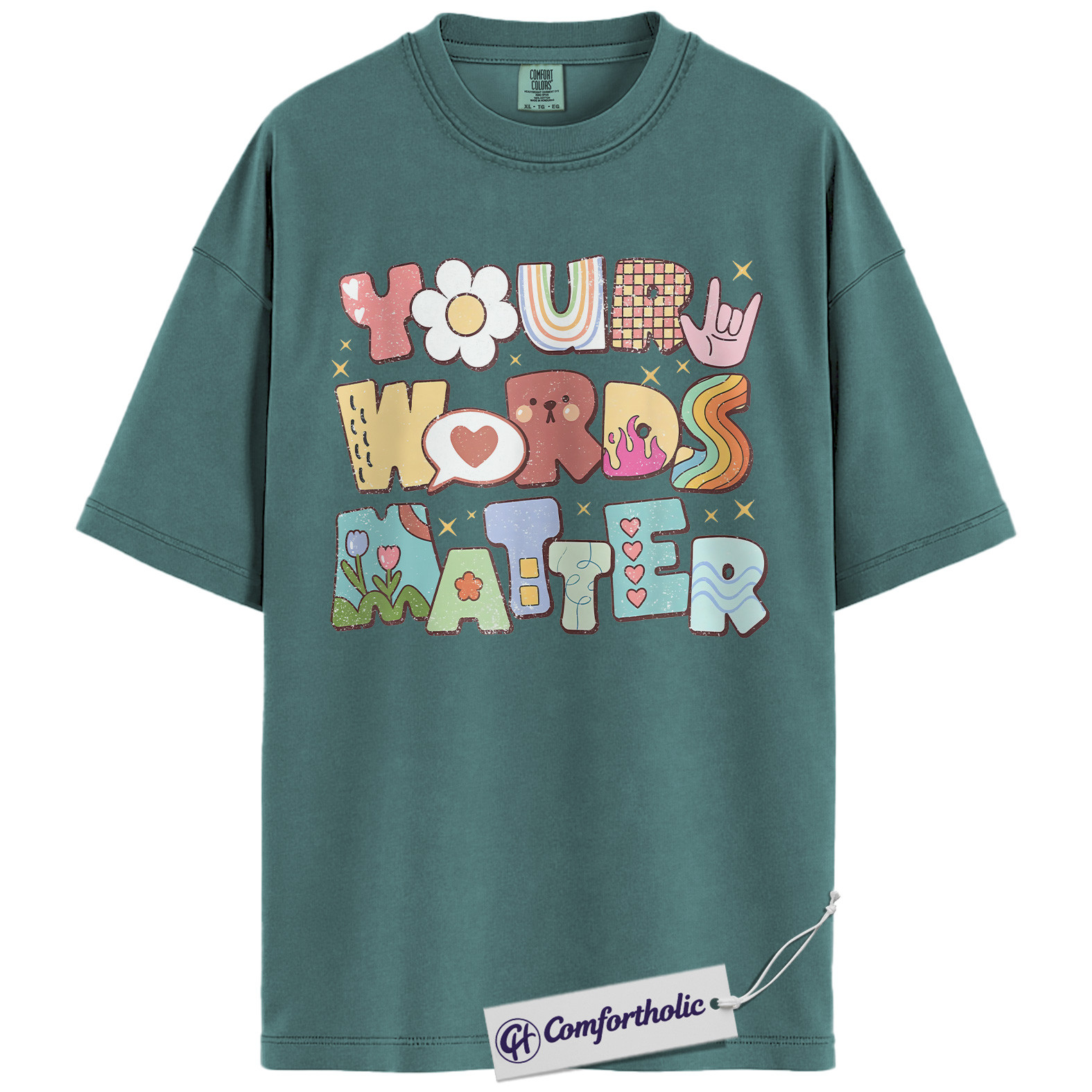 Your Words Matter Shirt, Positive Message T-Shirt, Mental Health Awareness Graphic Tee, Inspirational Kindness Quote Gift, Speech Therapy Comfort Colors Shirt - Image 11