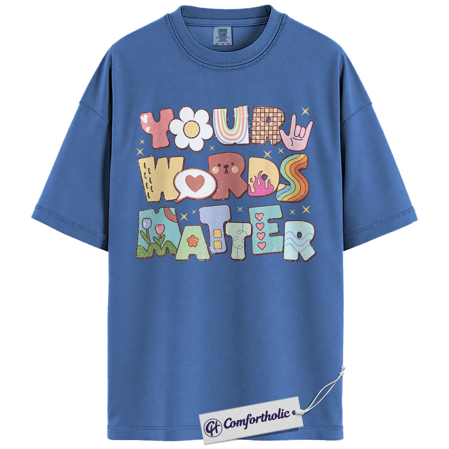 Your Words Matter Shirt, Positive Message T-Shirt, Mental Health Awareness Graphic Tee, Inspirational Kindness Quote Gift, Speech Therapy Comfort Colors Shirt - Image 12