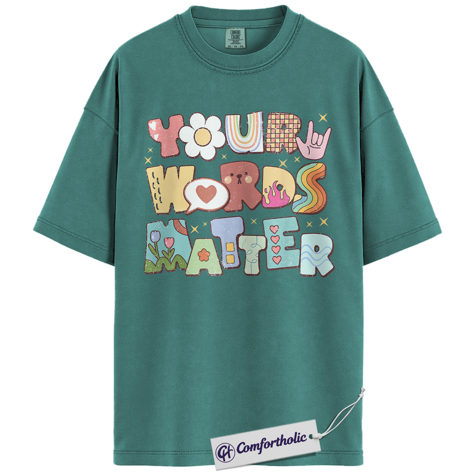 Your Words Matter Shirt, Positive Message T-Shirt, Mental Health Awareness Graphic Tee, Inspirational Kindness Quote Gift, Speech Therapy Comfort Colors Shirt - Image 13