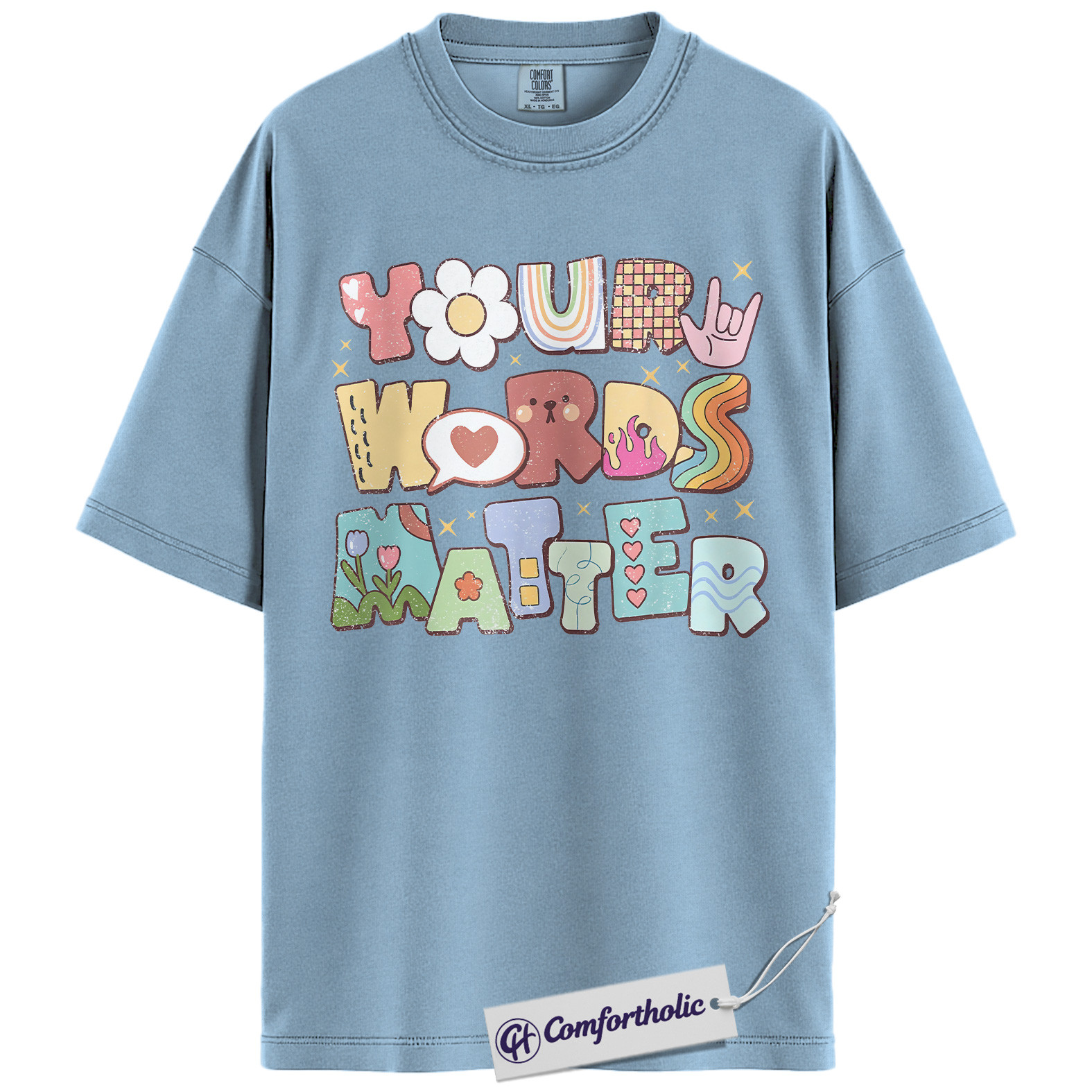 Your Words Matter Shirt, Positive Message T-Shirt, Mental Health Awareness Graphic Tee, Inspirational Kindness Quote Gift, Speech Therapy Comfort Colors Shirt - Image 14