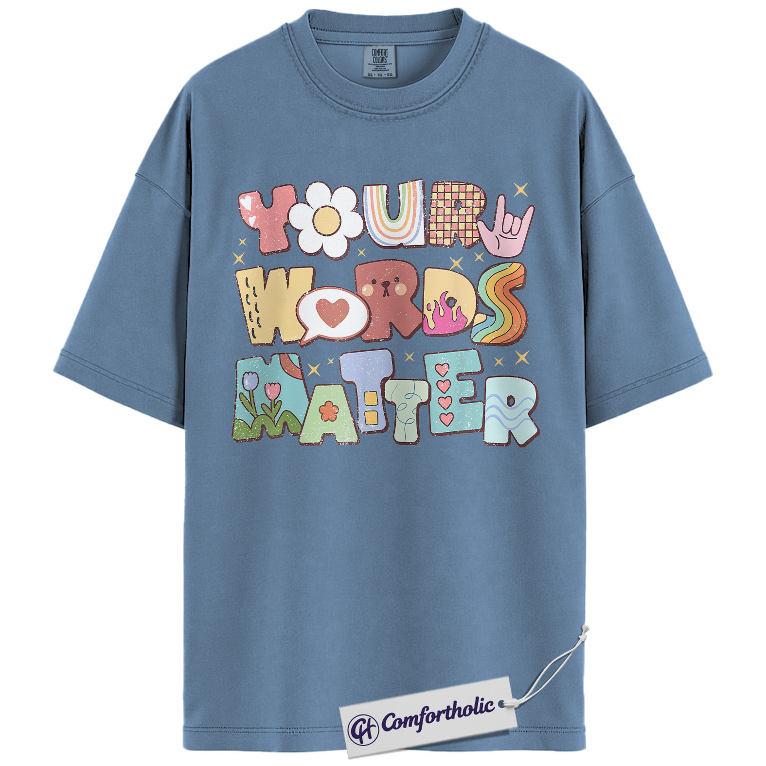Your Words Matter Shirt, Positive Message T-Shirt, Mental Health Awareness Graphic Tee, Inspirational Kindness Quote Gift, Speech Therapy Comfort Colors Shirt - Image 17