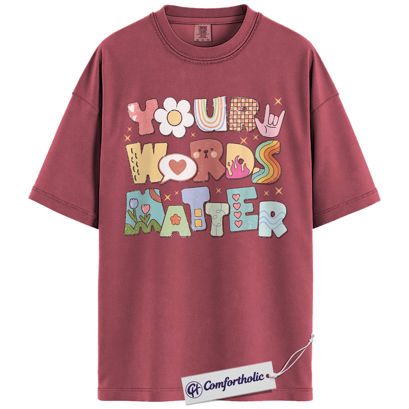 Your Words Matter Shirt, Positive Message T-Shirt, Mental Health Awareness Graphic Tee, Inspirational Kindness Quote Gift, Speech Therapy Comfort Colors Shirt - Image 18